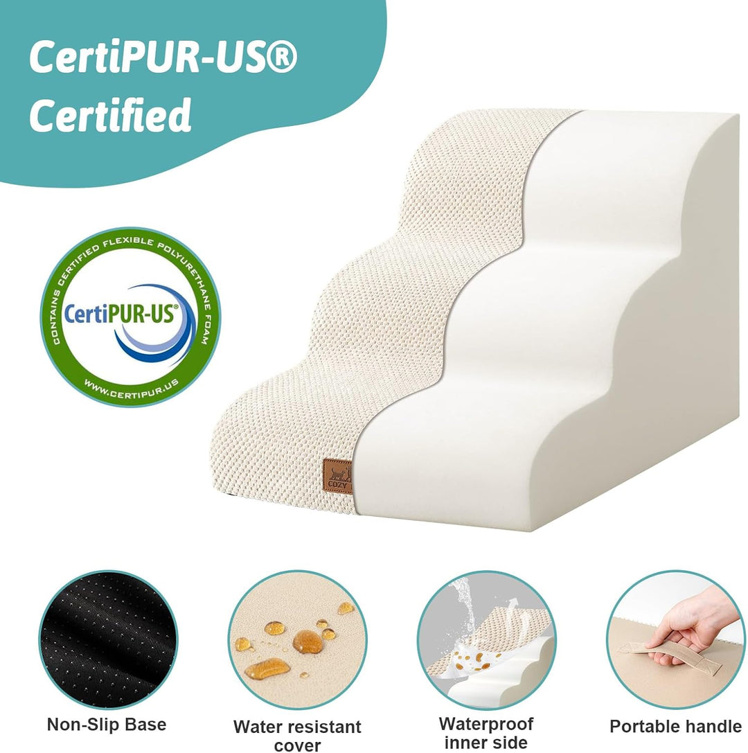 COZY KISS Hundetreppe für Kleine Hunde 40cm, Haustiertreppe für Couch aus Hochdichtem Schwamm, Hunde