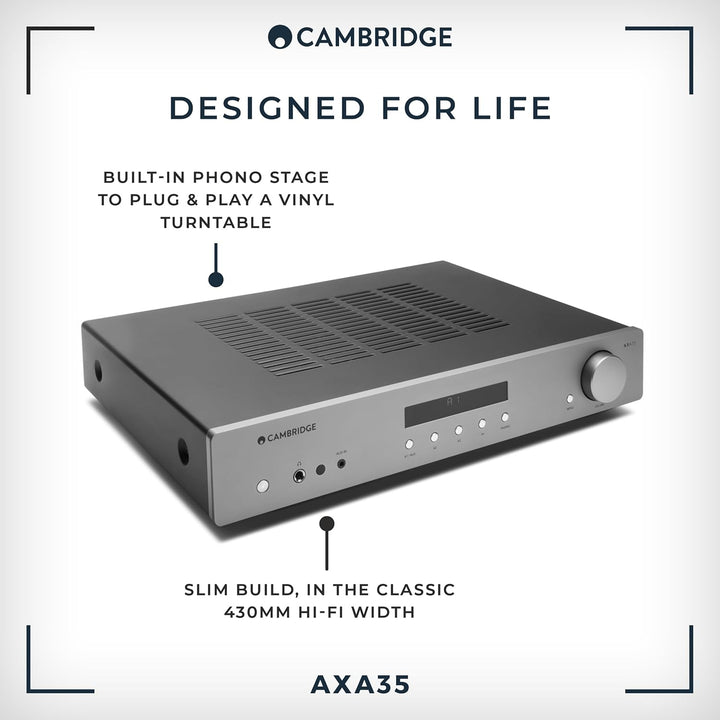 Cambridge Audio AXA35 Audio-Verstärker, 35 W, 0,01%, 82 dB, 47000 Ω, 5–50000 Hz, Klemmanschlüsse
