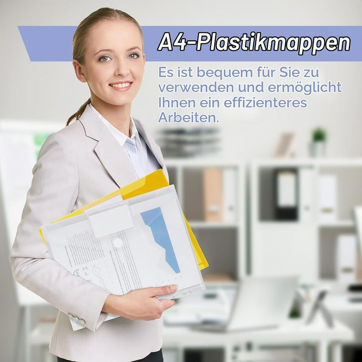 Sosayet Dokumententasche A4 Abheftbar - 48 Pack mit 11 Lochrand Klettverschluss und Etikettentasche