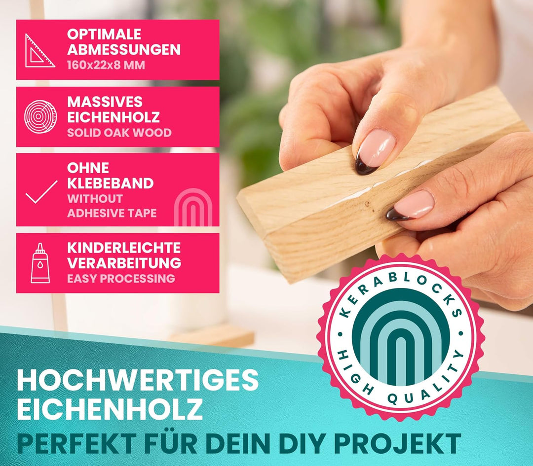 KERACRAFT Giesspulver weiss 4,5kg + 294 Stück Eiche Premium Holzklötzchen zum Basteln - Reliefgiessp