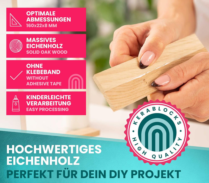 KERACRAFT Giesspulver weiss 4,5kg + 294 Stück Eiche Premium Holzklötzchen zum Basteln - Reliefgiessp