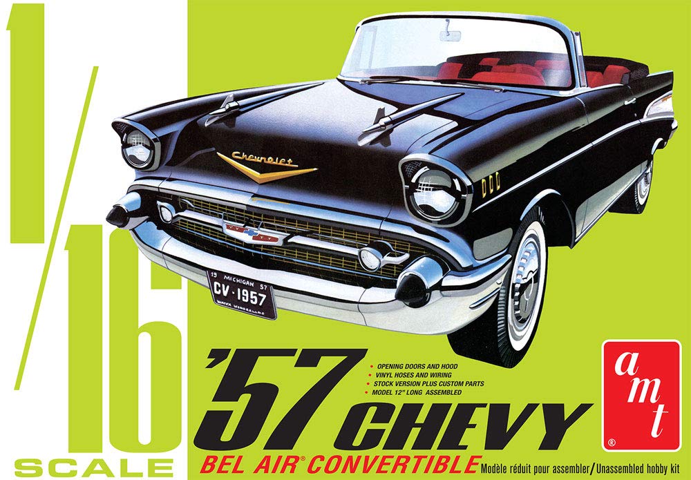 AMT Round 2 Unknown 1957 Chevy Bel Air Cabriolet Modellbausatz im Massstab 1:25 (AMT1159)