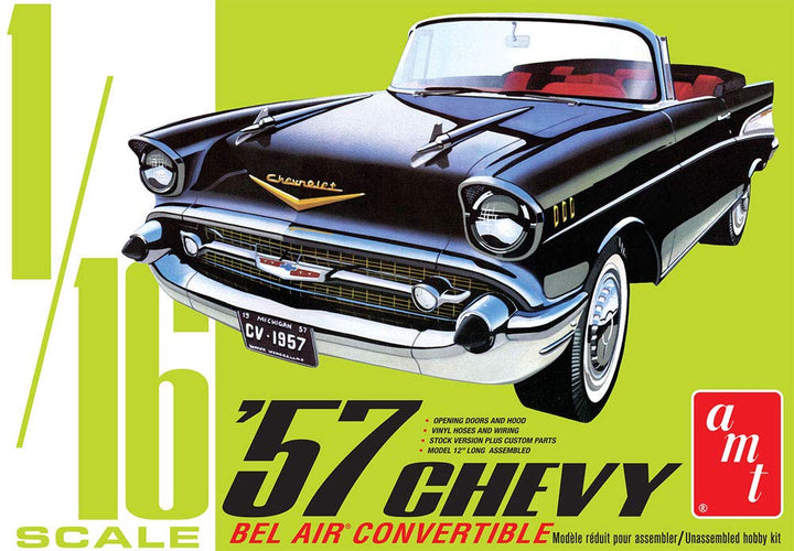 AMT Round 2 Unknown 1957 Chevy Bel Air Cabriolet Modellbausatz im Massstab 1:25 (AMT1159)