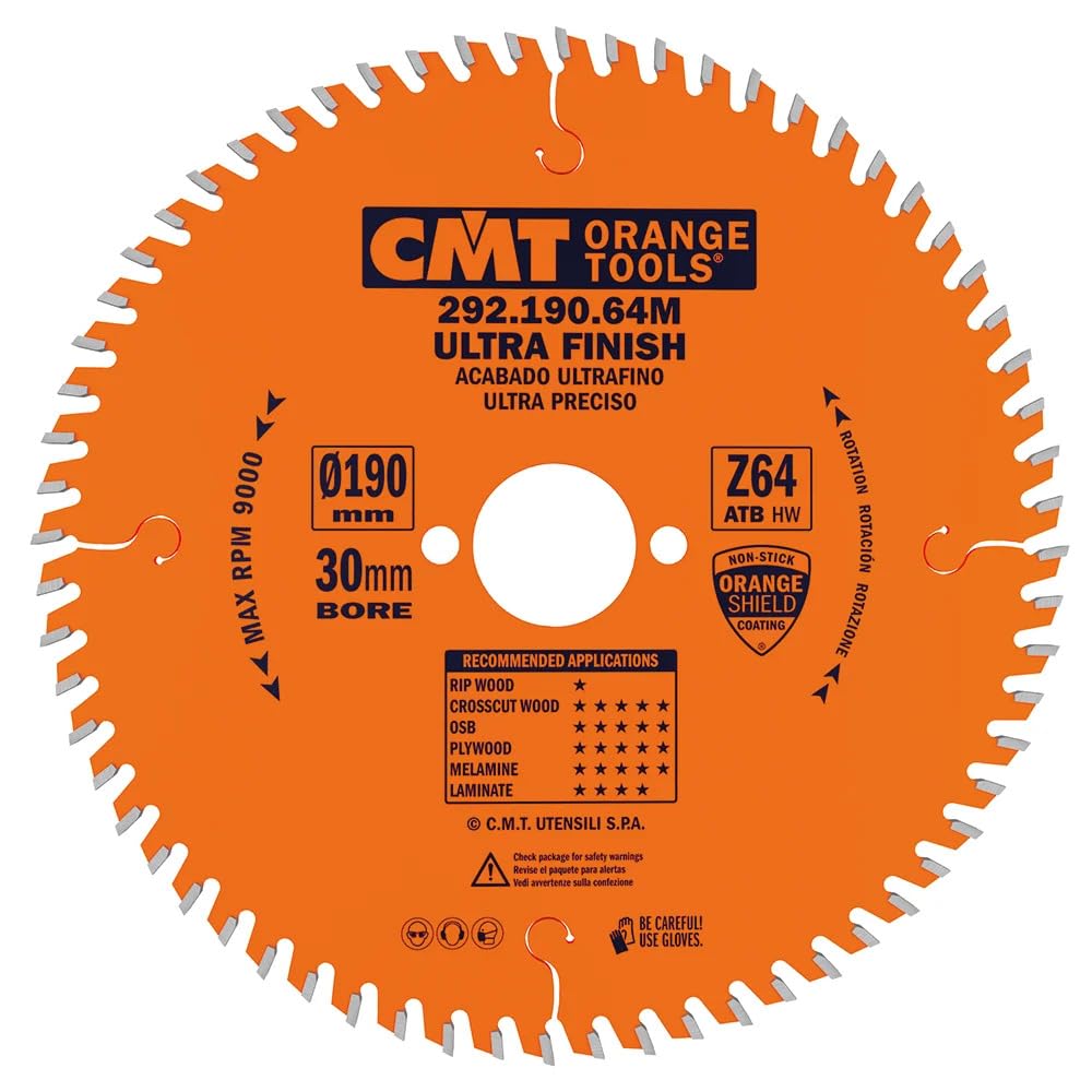 Cmt orange Tools 292,190.64 m-sega Kreissägeblatt 190 x 2,6 x 64 ATB 15 Z 30 Grad