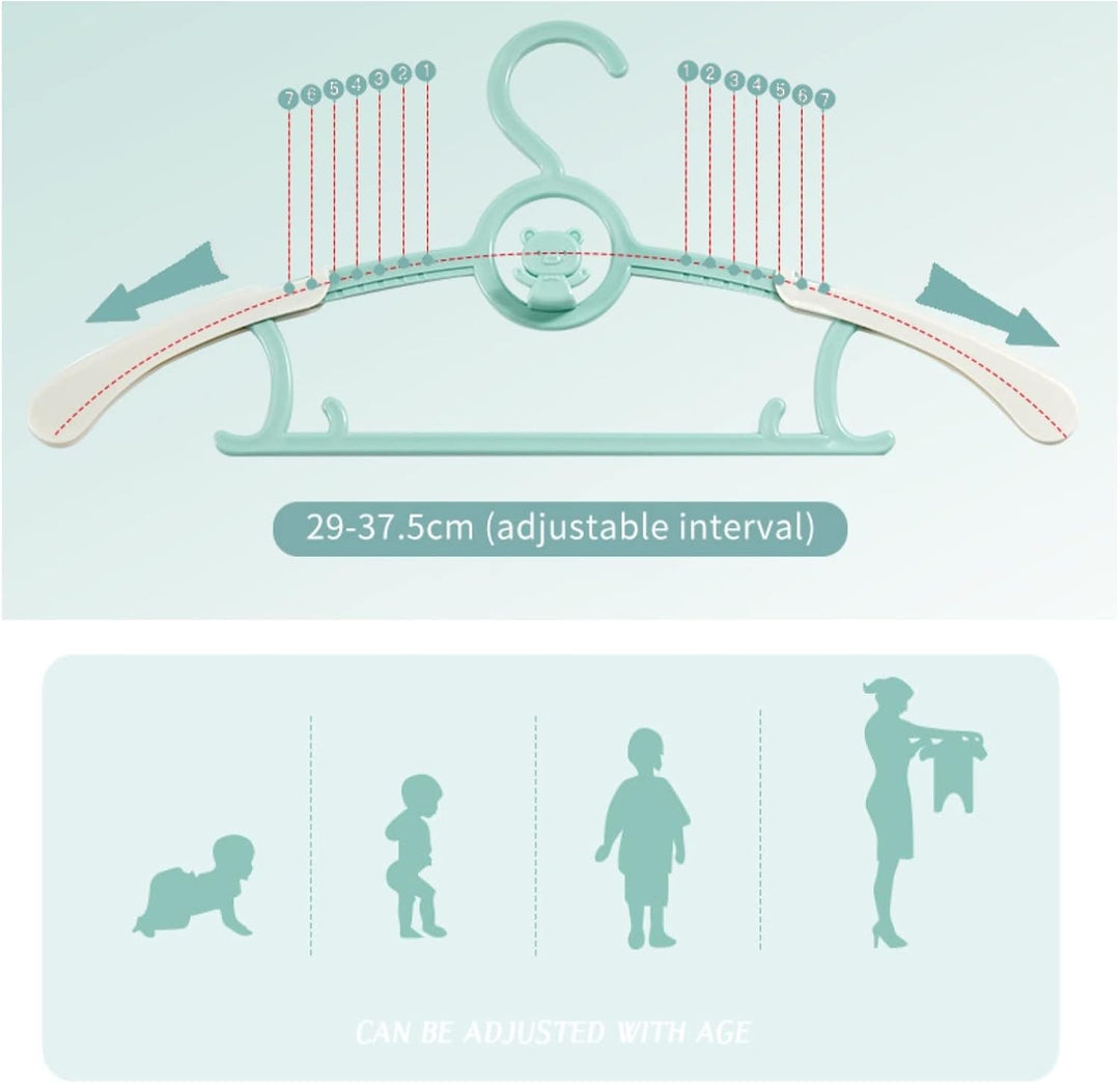 HGYZE Baby Kleiderbügel Kinder Antirutsch, 29-37cm Ausziehbare Kinderkleiderbügel mit Hosenständer,
