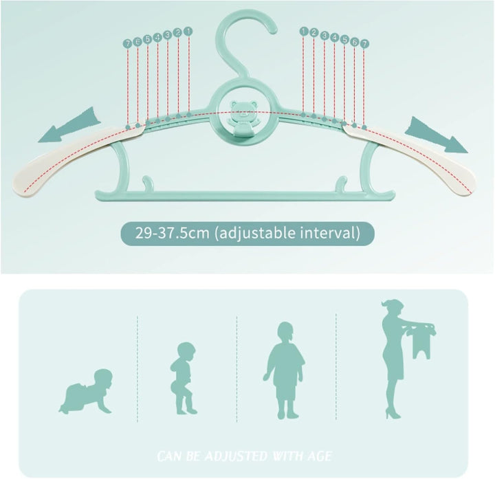 HGYZE Baby Kleiderbügel Kinder Antirutsch, 29-37cm Ausziehbare Kinderkleiderbügel mit Hosenständer,