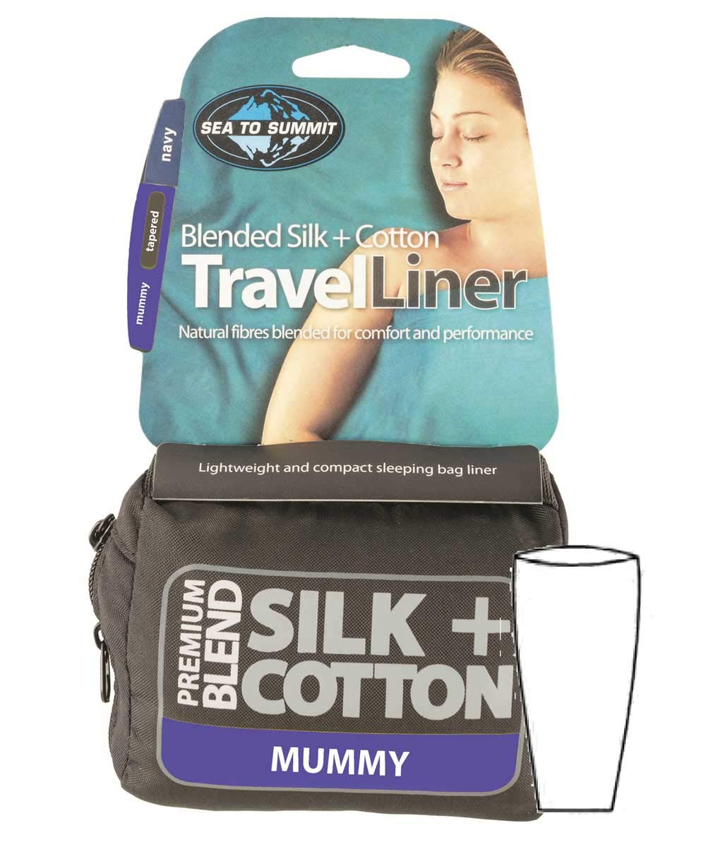 Sea to Summit Silk/Cotton Liner Mummy ohne Kapuze - Seiden-/Baumwollschlafsack Marineblau, Marinebla