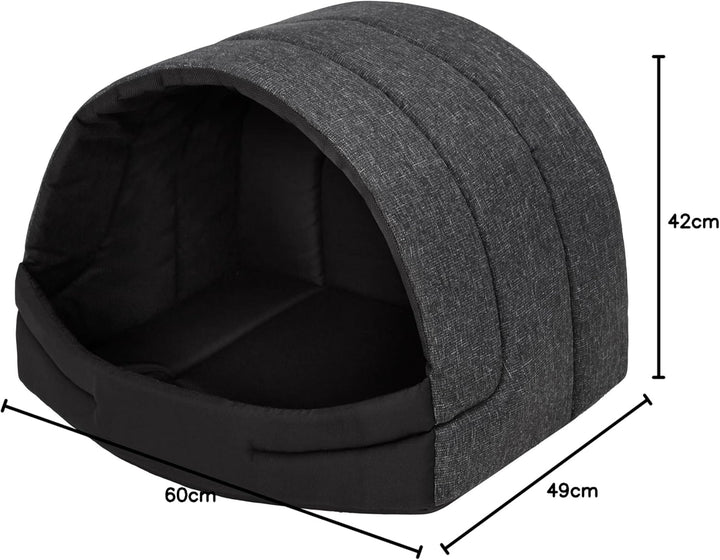 Hundehütte Hundehöhle Hundebett Hundehaus Katzenhöhle Schlafplatz XL - 60x49 cm Schwarz
