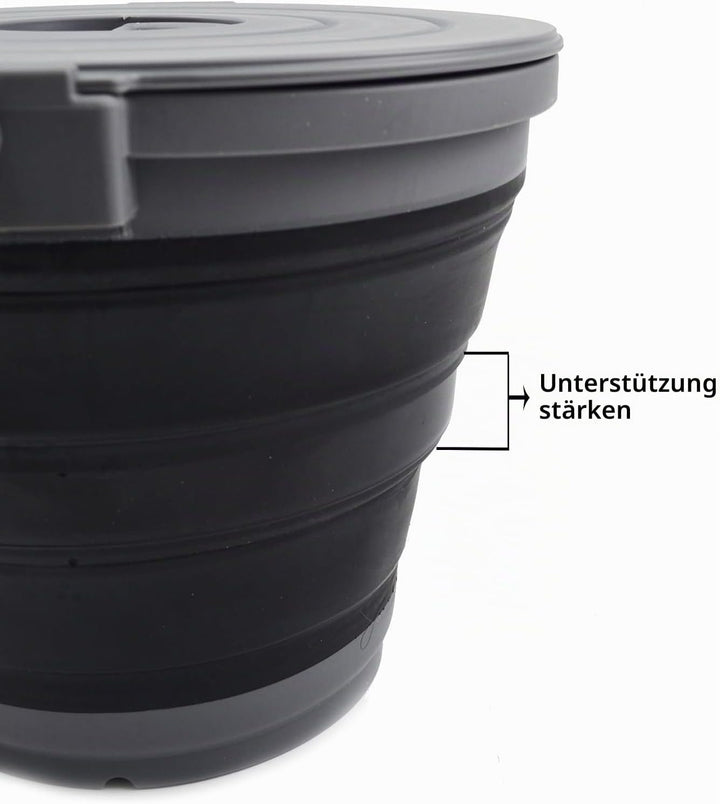 SAMMART 10L zusammenklappbarer Angeleimer mit verschliessbarem Deckel–Faltbare runde Wanne–tragbarer