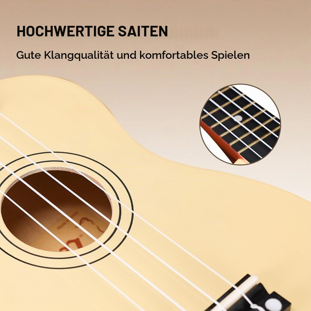 Winzz Sopran Ukulele Starter Kit für Anfänger, mit Tasche, Clip-On Tuner, zusätzlichen Saiten, Gurt,