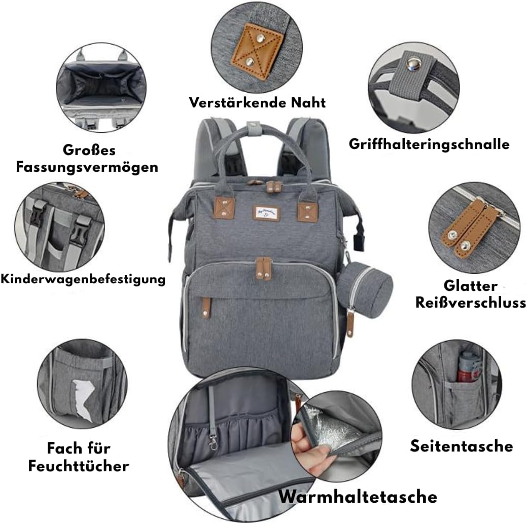 Generisch Wickeltasche Rucksack mit Wickelunterlage, wasserabweisend, mit isolierten Flaschenhaltern