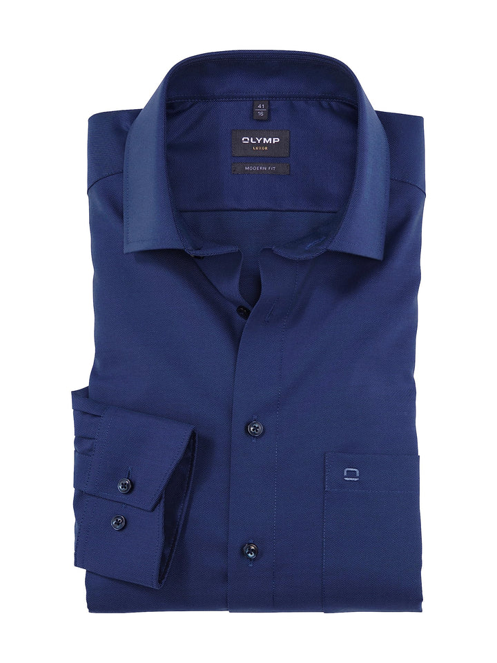 OLYMP Herren Businesshemd Langarm Luxor,Twill,modern fit,Global Kent 37 Rauchblau 13, 37 Rauchblau 1