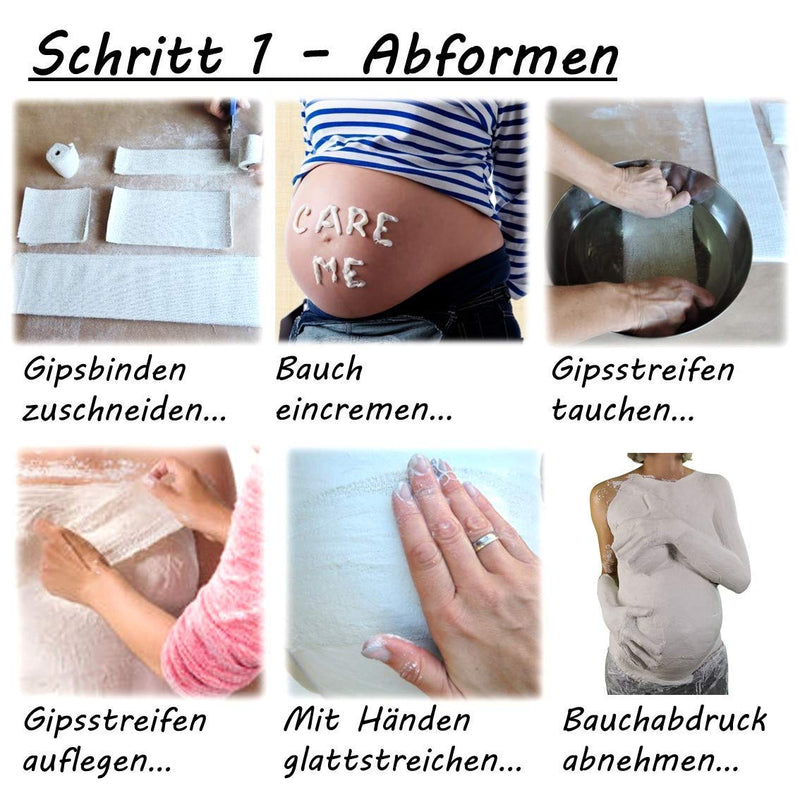 ALLES DRIN | Gipsabdruck Babybauch Set inkl. Glättung & Veredelung | 1A Geschenke für werdende Mütte