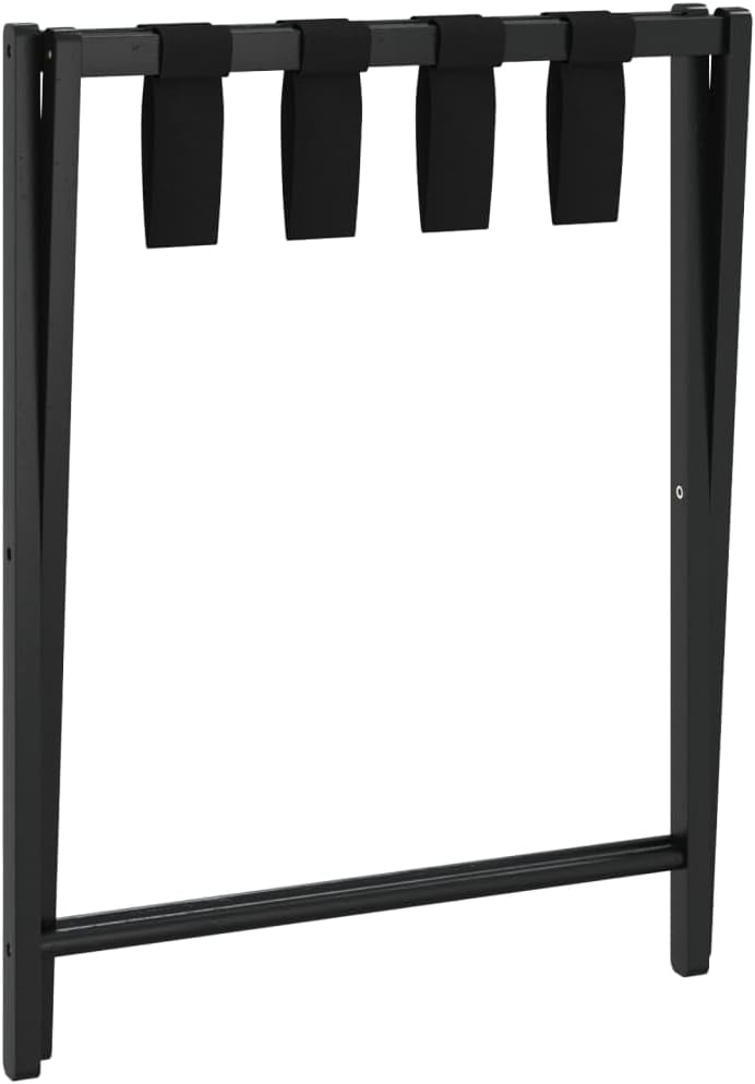 Gepäckablage Schwarz 68,5x38x58 cm Bambus Kofferständer mit 4 Gurten, klappbar 70 kg Packhilfe für F