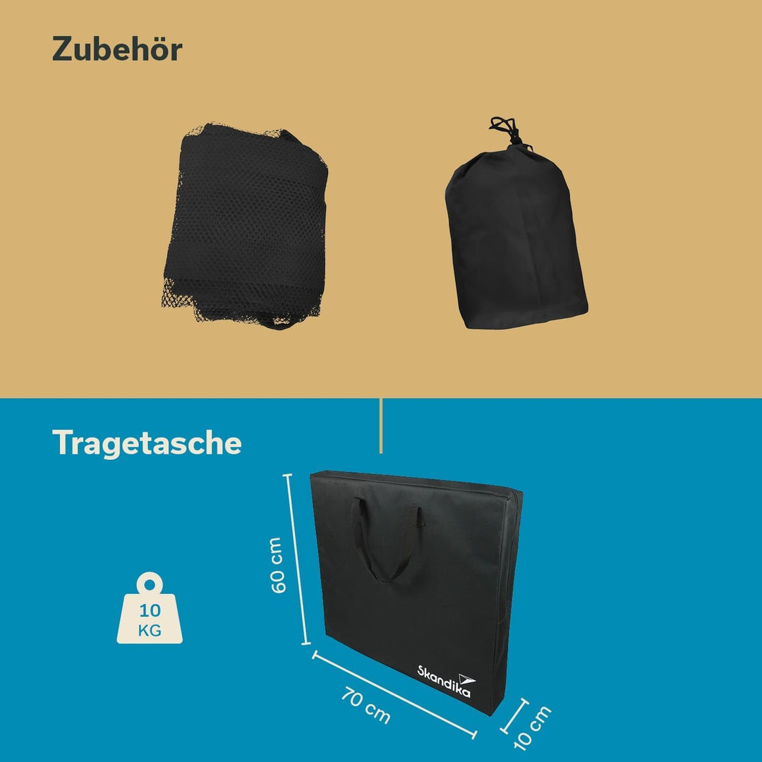 Skandika Bambus Campingtisch Tolja | Faltbarer Tisch mit Netzablage, versch. Grössen, 3-Fach höhenve