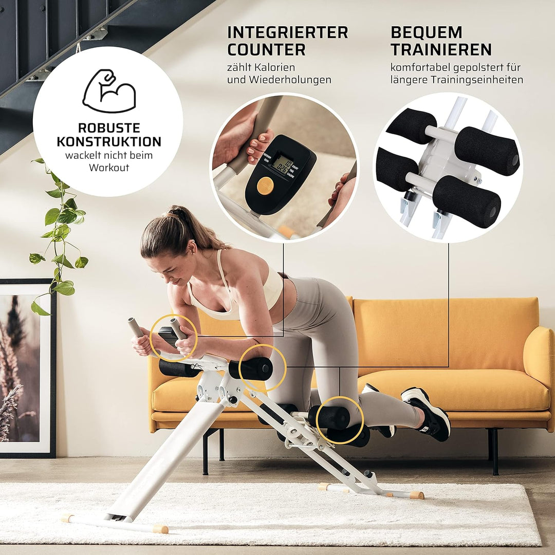 SportPlus Bauchtrainer für zuhause klappbar - Bauchmuskeltrainer, Bauchroller mit 3 oder 4 Trainings
