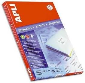 Apli 002698 - Pack 100 weiβe Etiketten für Drucker 210X297 210 x 297 mm 100 Blatt, 210 x 297 mm 100
