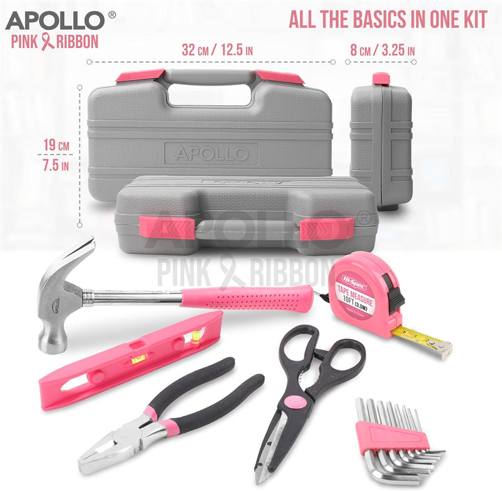 Apollo pinker Frauen Werkzeugkoffer mit pinkem Werkzeug-Set 39 Teile, ein tolles Geschenk für Frauen