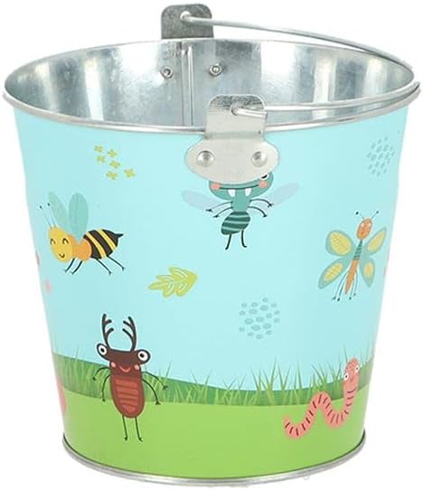 Rivanto® Kinder Eimer Insekten mit Tragegriff für Gartenarbeiten, verzinktes Eisen, Ø16 x H18 cm, zu