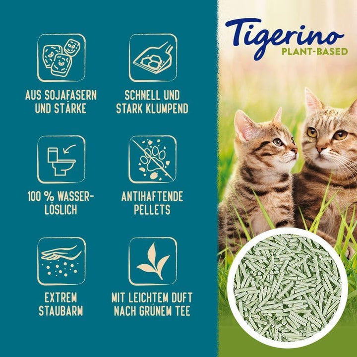 Tigerino Plant-Based Tofu Katzenstreu – Duft nach grünem Tee | 11L (4,6 KG)