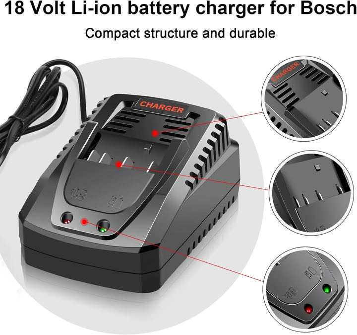 ARyee Ladegerät für Bosch 18V 14,4V Akku BC660 BC1880 BAT609 BAT609G BAT618 BAT618G BAT614 BAT614G Y