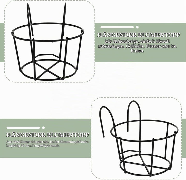 YARNOW 2 Stück Hängende Geländer Pflanzgefässe-Blumentopfhalter Balkon Hängend Metall-Blumenkasten M