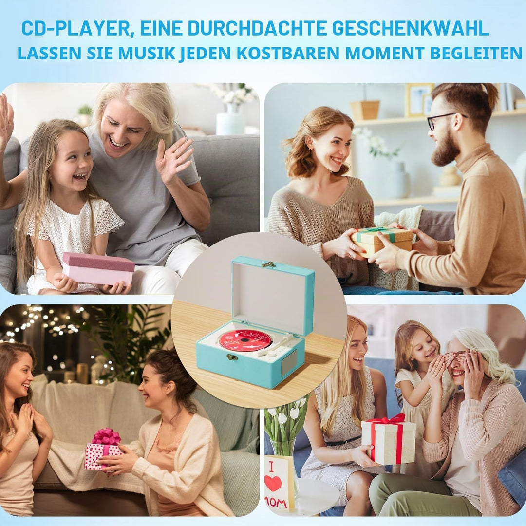 Yintiny Blue Time Musikbox CD-Player mit Lautsprechern für Heimdekoration