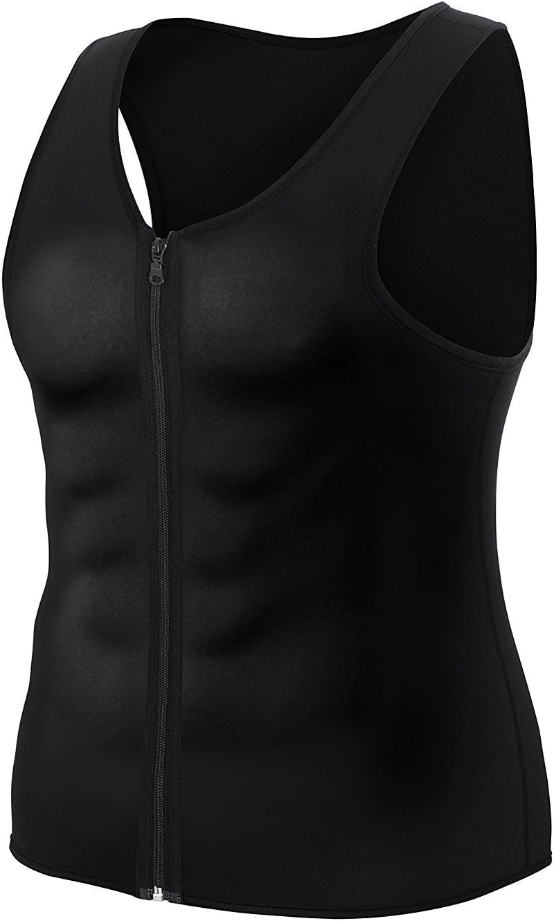 Yokald Herren Sauna Schweiss Weste Zipper Anzug Neopren Korsett Fitness Shapewear Kompression Taille