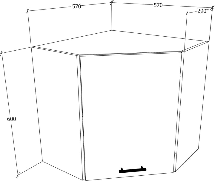 Küchenschrank hängend, Masse ca. H. 60 x B. 57 x T. 57 cm, Hängeschrank mit zwei Fächern, Küchenecks