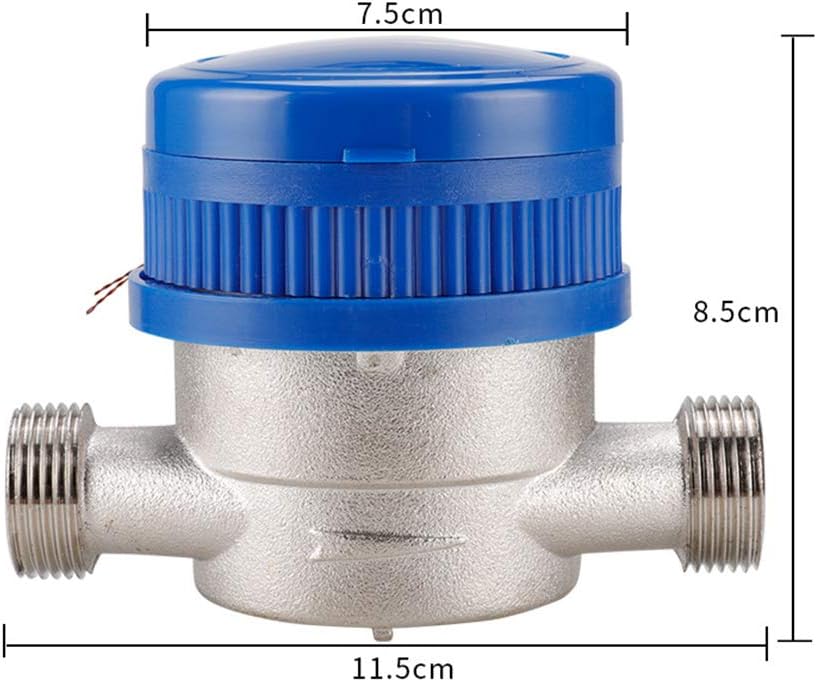 MaxAwe 15 mm 1/2 Zoll Kalt Wasserzähler Garten, Kaltwasserzähler Geeicht mit Armaturen und Schutzabd