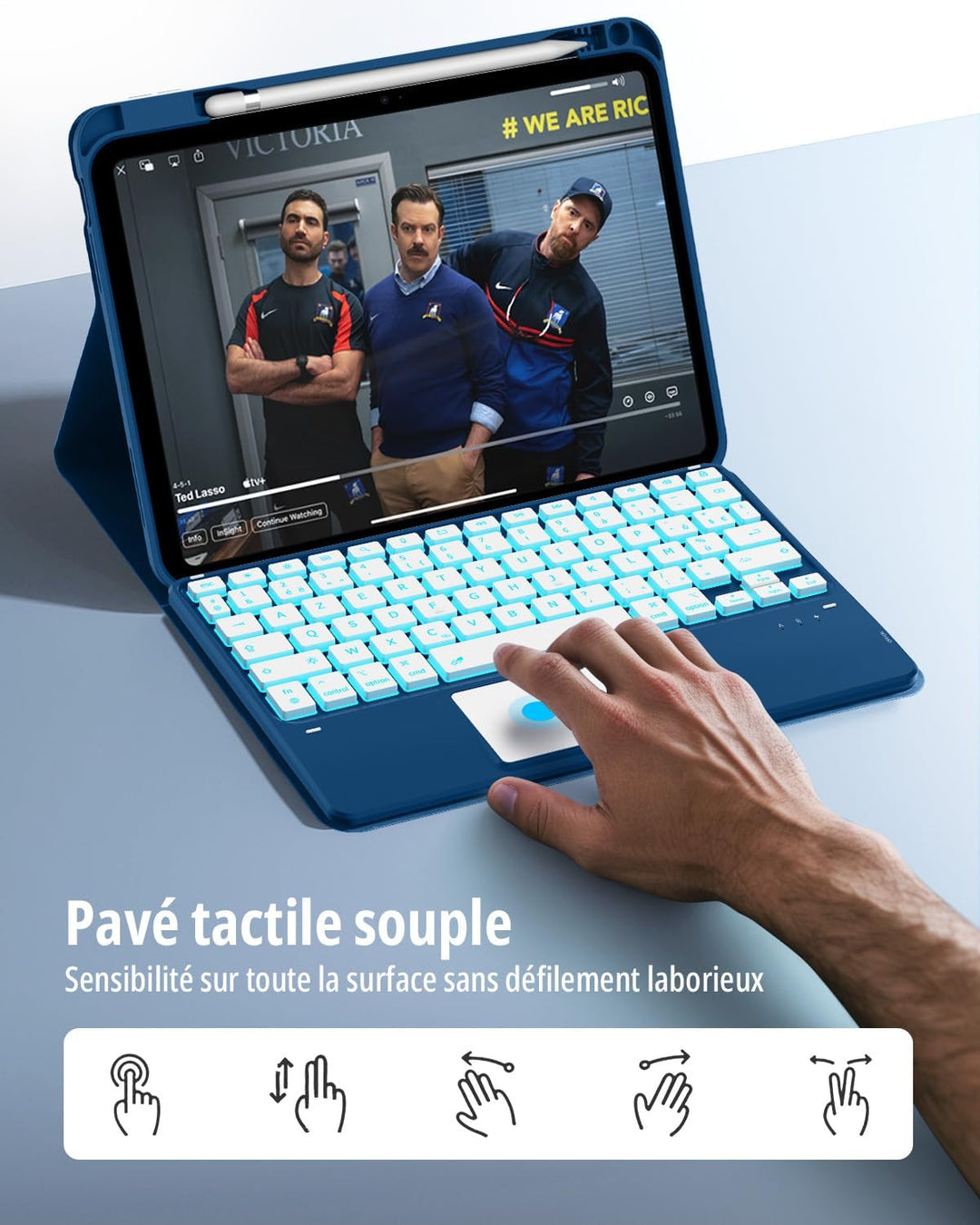 CACOE Hülle Tastatur Kompatibel mit iPad 10 Generation 10.9 Zoll 2022 A2757/A2777 mit Touchpad, 7-Fa