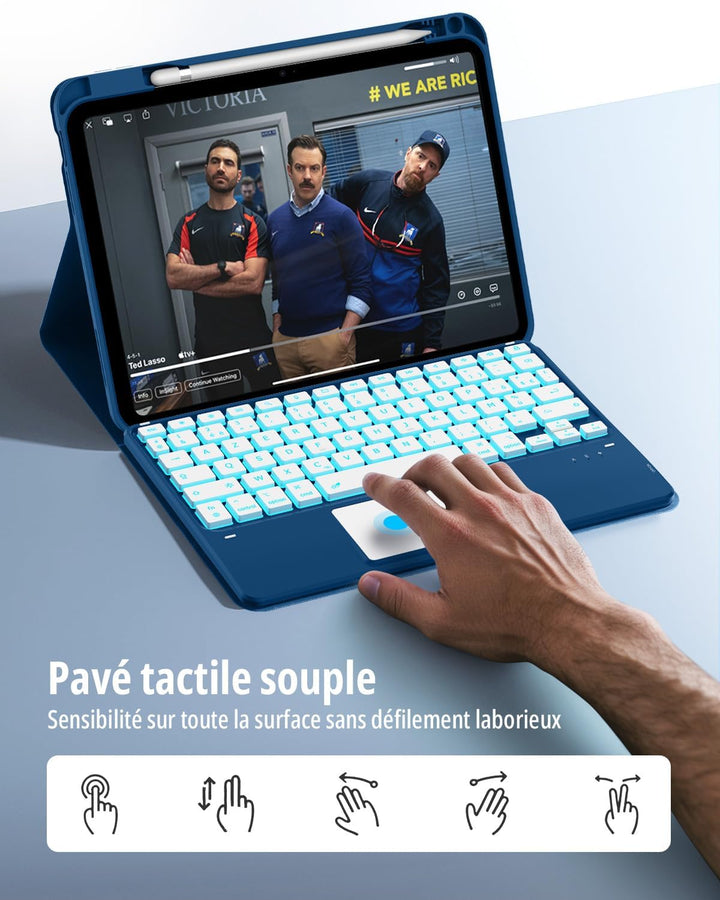CACOE Hülle Tastatur Kompatibel mit iPad 10 Generation 10.9 Zoll 2022 A2757/A2777 mit Touchpad, 7-Fa