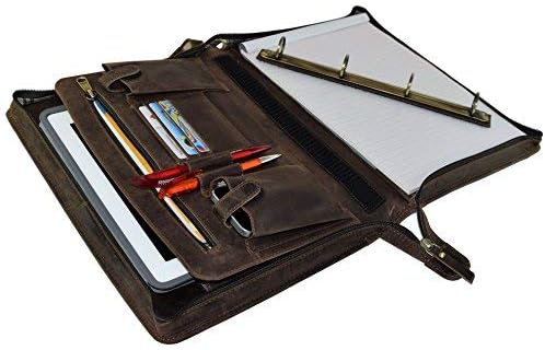 MENZO Lederschreibmappe, robustes Büffelleder, Dokumentenmappe, Ledermappe, Schreibmappe, Businessma