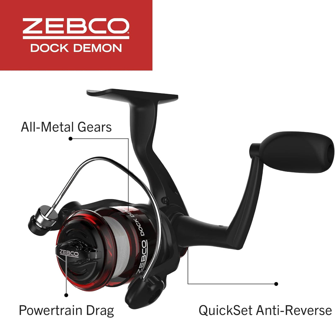 Zebco Dock Demon Spinnrolle oder Spinnrolle und Angelrutenkombination, 76,2 cm, langlebige Fiberglas