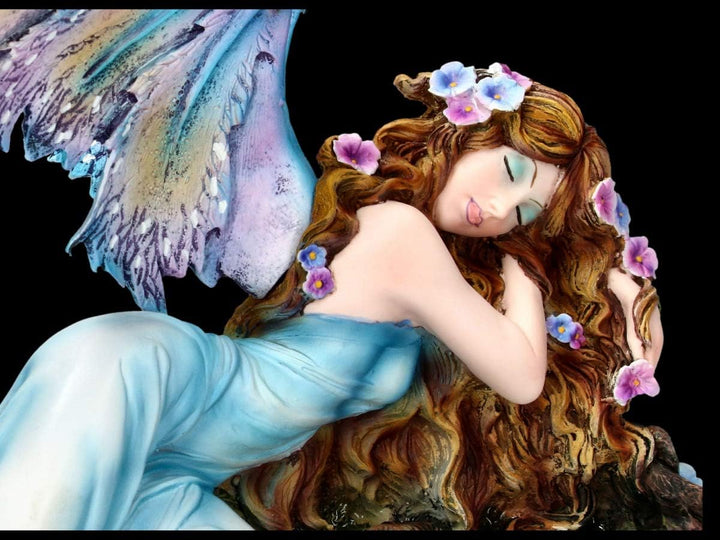 Elfen Fantasy Figur - Shila schläft auf Baumstumpf | Fee, Fairy, Engel, Deko-Figur, Deko-Artikel, St