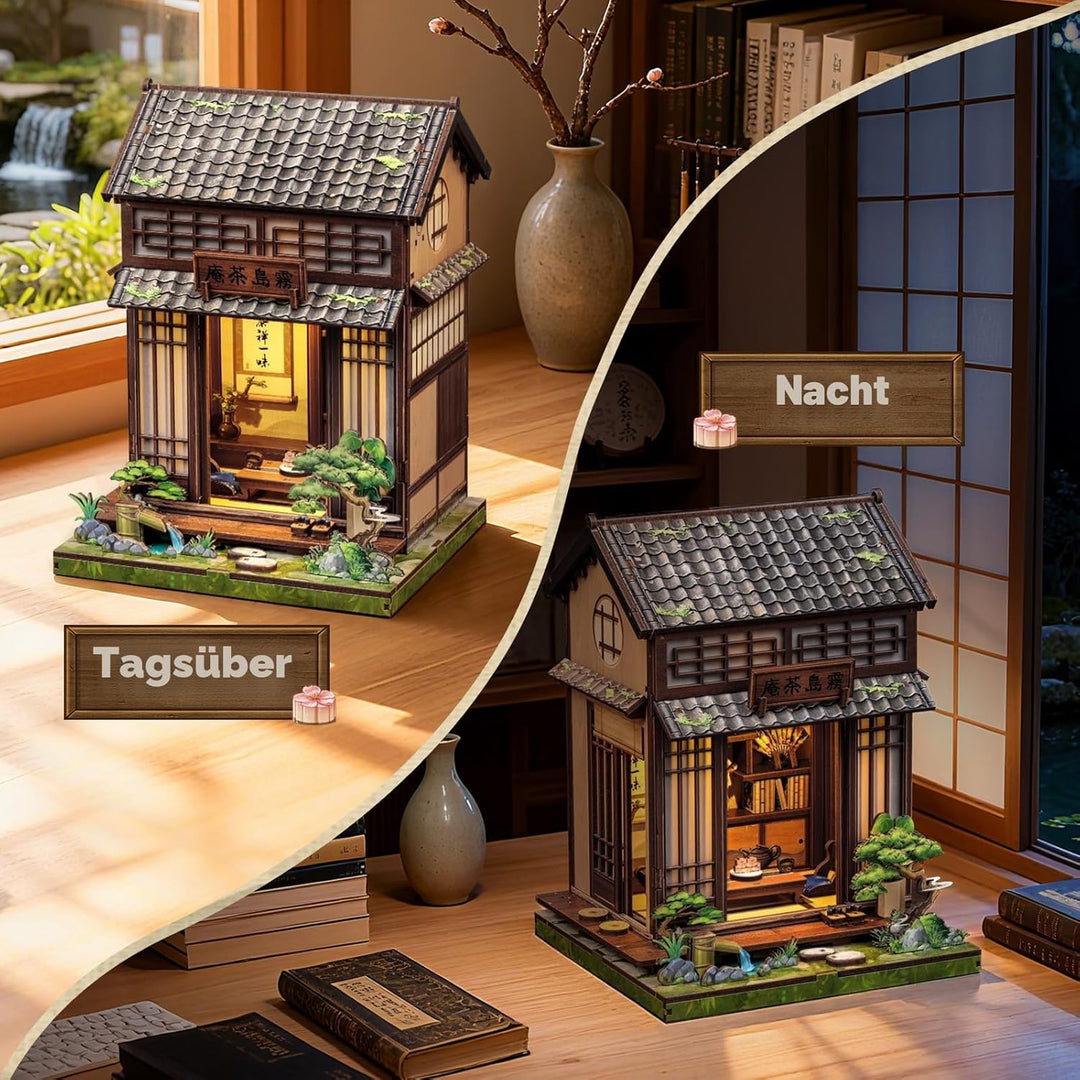 Fsolis Book Nook Japan Booknook Bausatz für Erwachsene, 3D-Holzpuzzles Buchecke, DIY-Miniaturhaus-Se