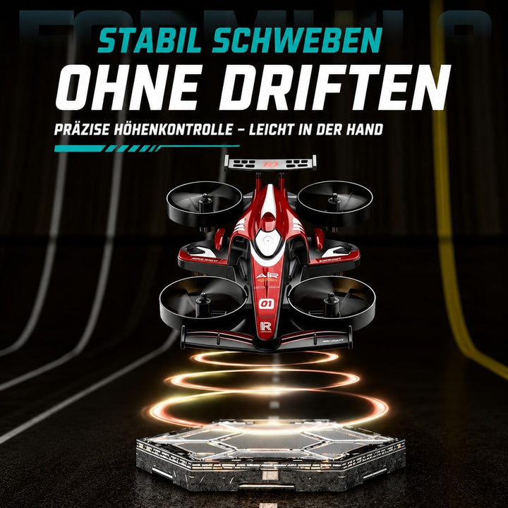 HT45 Mini 2-in-1 RC Drohne für Kinder – Rot, Flug- & Bodenmodus, 360° Flip, Höhenhaltung, 3 Geschwin