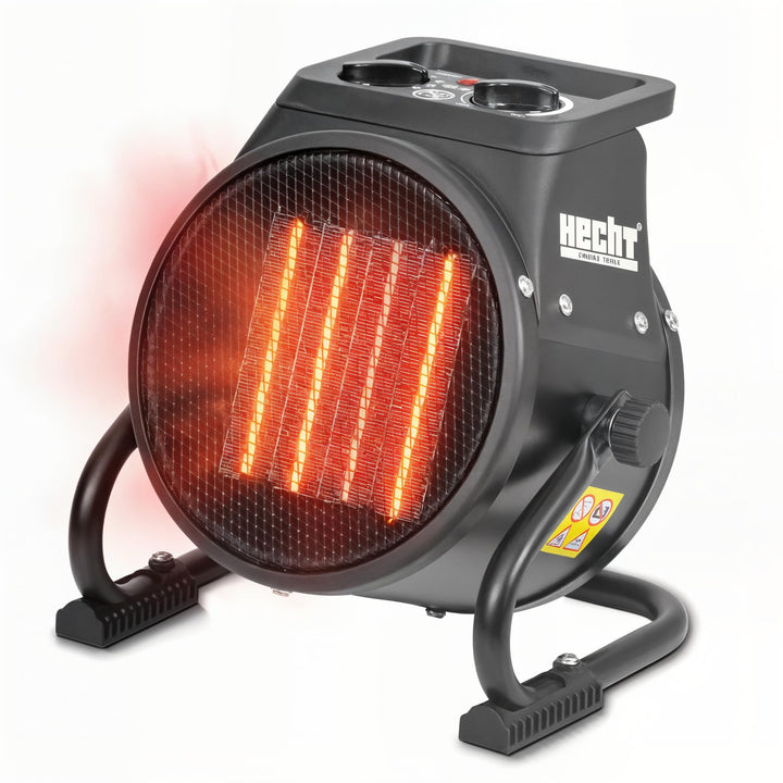 HECHT Keramik Heizstrahler (NEU) – Tragbare Heizer mit 2000W oder 3000 Watt – Thermostat – Überhitzu