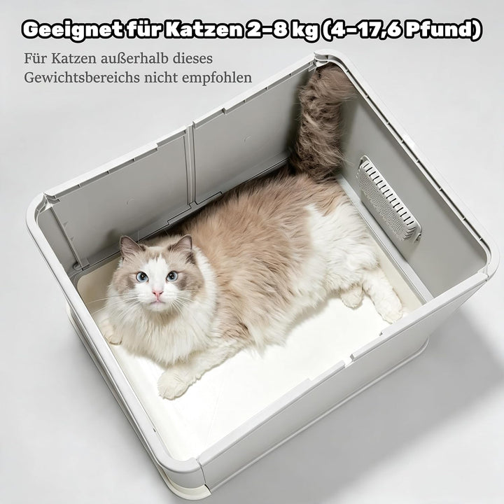 Vollständig Geschlossene Geruchsfreie Katzentoilette mit Dach, Grosse Faltbare Katzenklo mit Schubla
