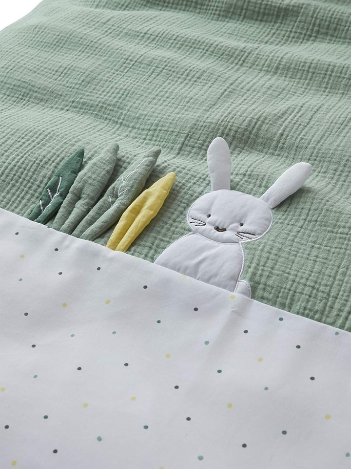 Vertbaudet Baby Bettbezug,Green Rabbit mit Musselin grün 100X120