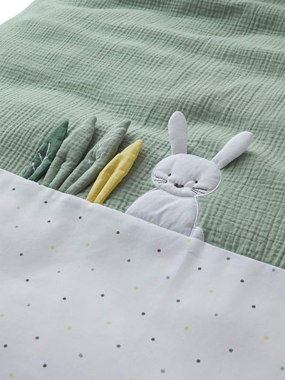 Vertbaudet Baby Bettbezug,Green Rabbit mit Musselin grün 80X120