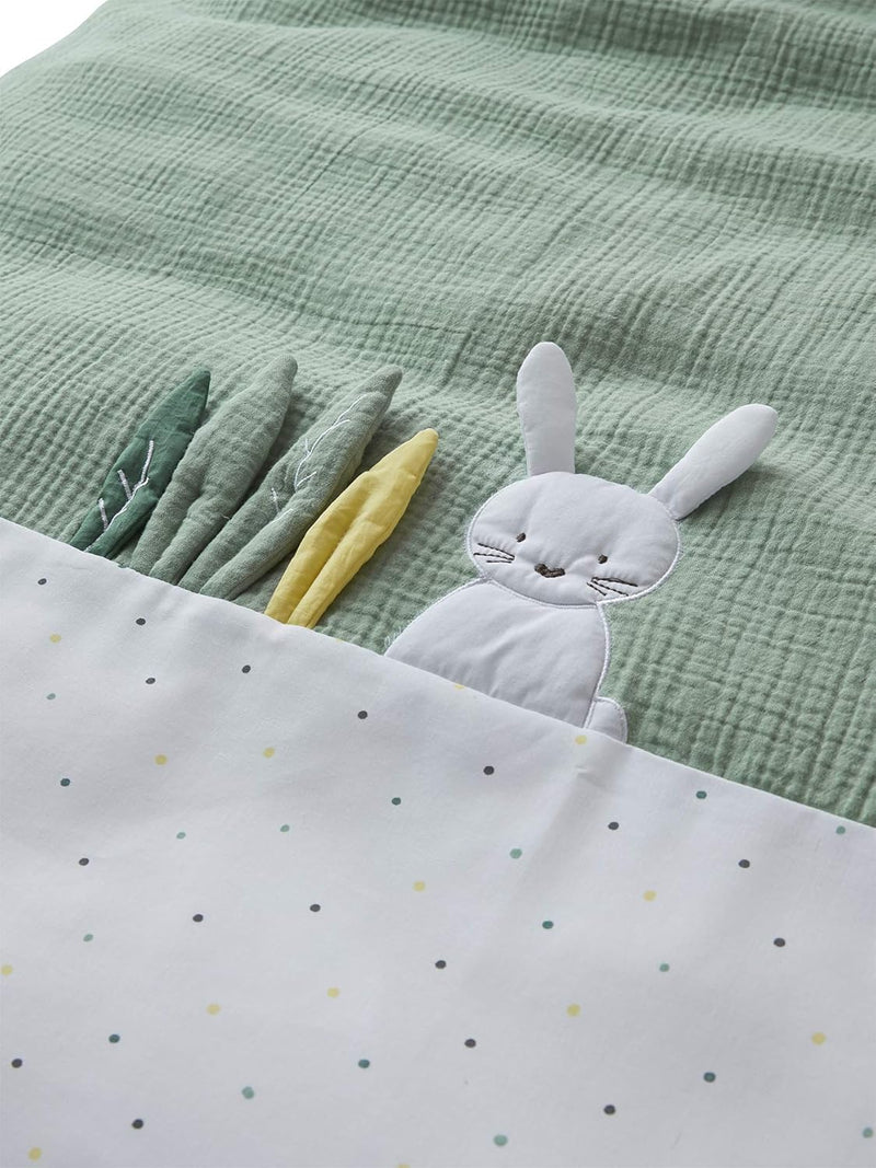 Vertbaudet Baby Bettbezug,Green Rabbit mit Musselin grün 80X120