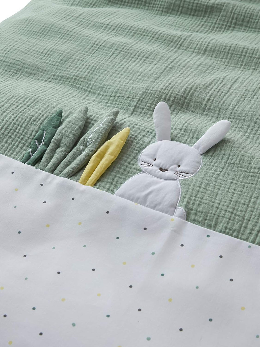 Vertbaudet Baby Bettbezug,Green Rabbit mit Musselin grün 80X120