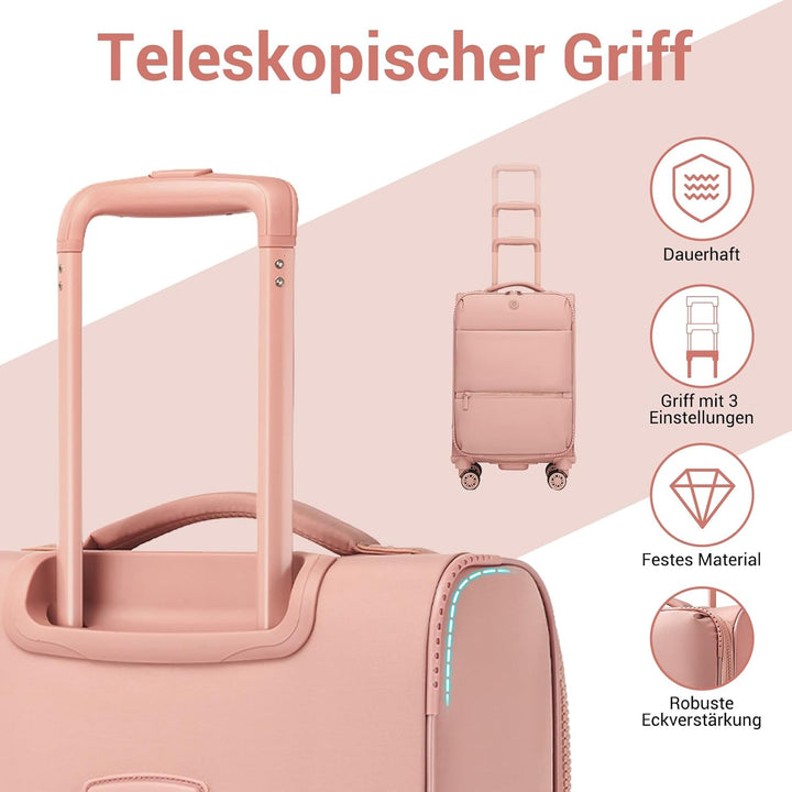 Miss Lulu Stoff Kofferset 3 Teilig, Leichter weicher Reisekoffer mit Volumenerweiterung, Rollkoffer