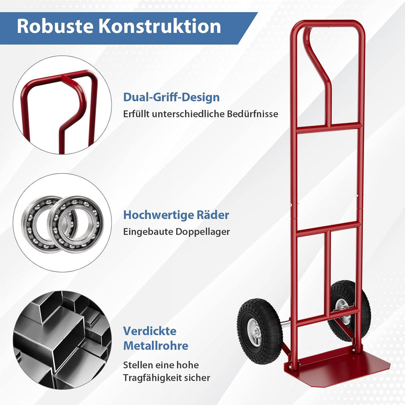 COSTWAY Sackkarre mit P-Griff, belastbar bis 300 kg, Metall Stapelkarre Schwerlast, Transportkarre m