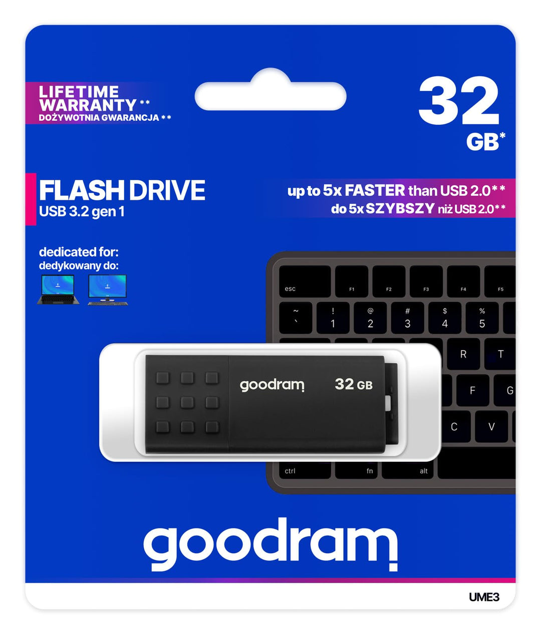 goodram USB-Speicherstick mit 32GB UME3 - USB 3.0 DatenSpeicherung Pen Drive - Lesegeschwindigkeit b