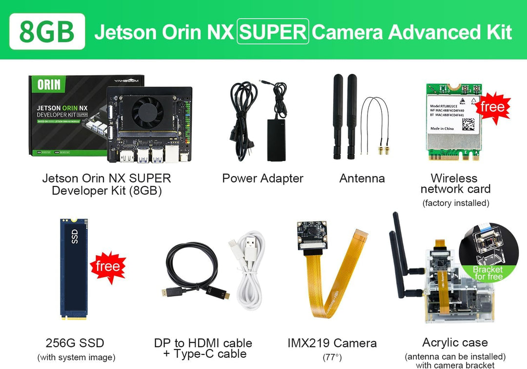 Yahboom Jetson Orin NX 8GB Development Kit 117 Tops WiFi 256GB SSD Ubuntu 22.04 System AI Smart Robo