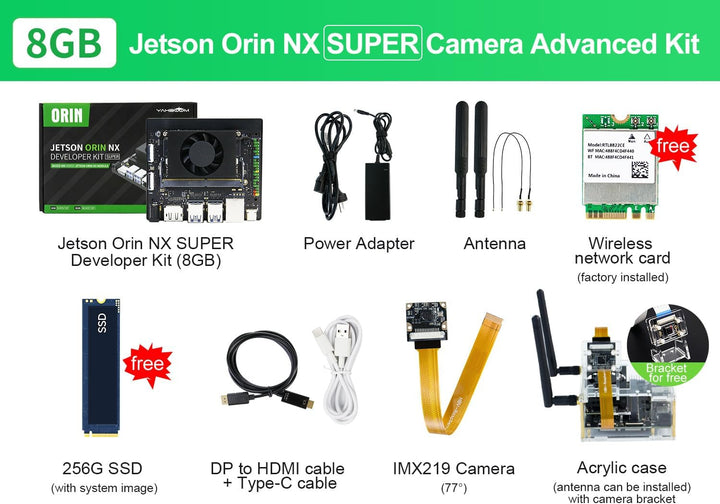 Yahboom Jetson Orin NX 8GB Development Kit 117 Tops WiFi 256GB SSD Ubuntu 22.04 System AI Smart Robo