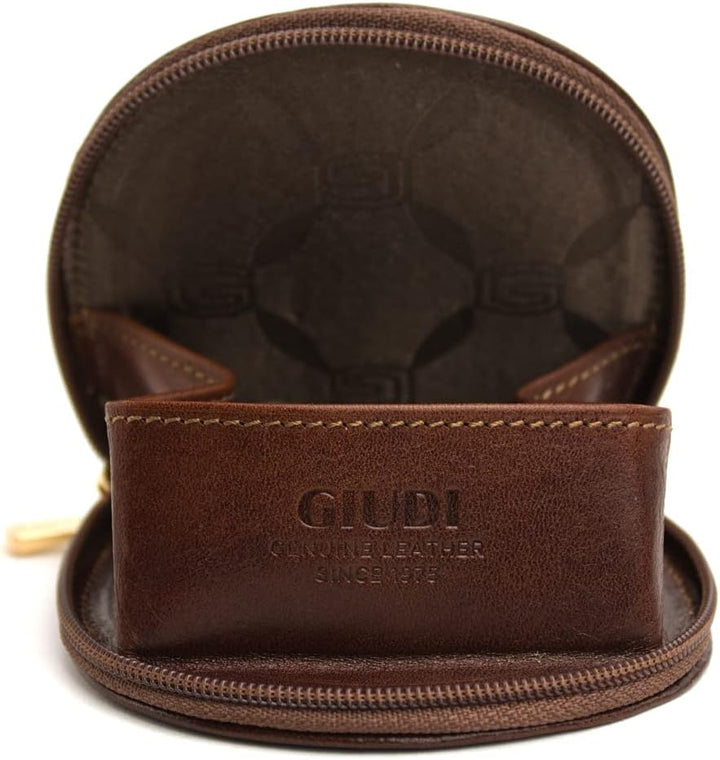GIUDI Unisex Geldbörse aus echtem Rindsleder, Made in Italy Braun, Braun