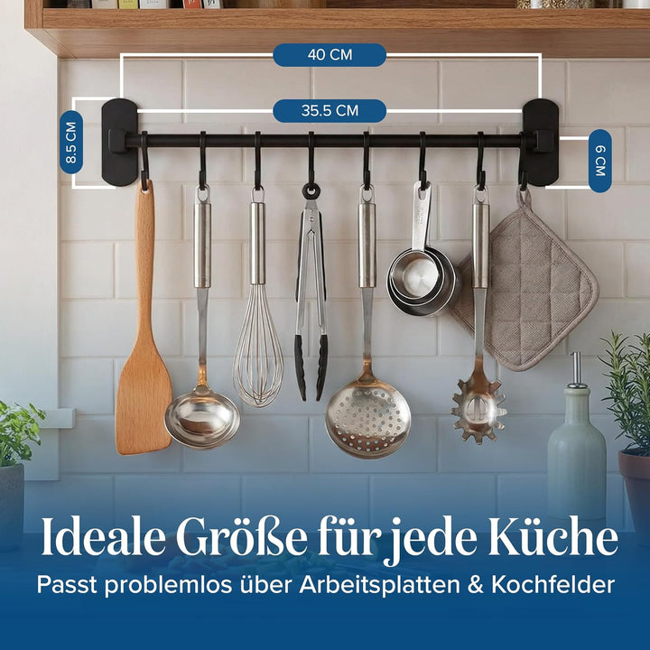 joeji's Kitchen Hakenleiste Küche - Küchenstange - Starker Selbstklebend 3M Ohne Bohren - Küchenleis